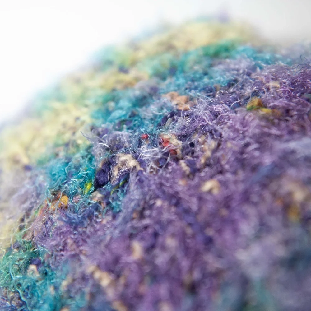 Set of 2 Handmade Knit Fuzzy Fringe Eyelash Yarn Small Throw Pillows
